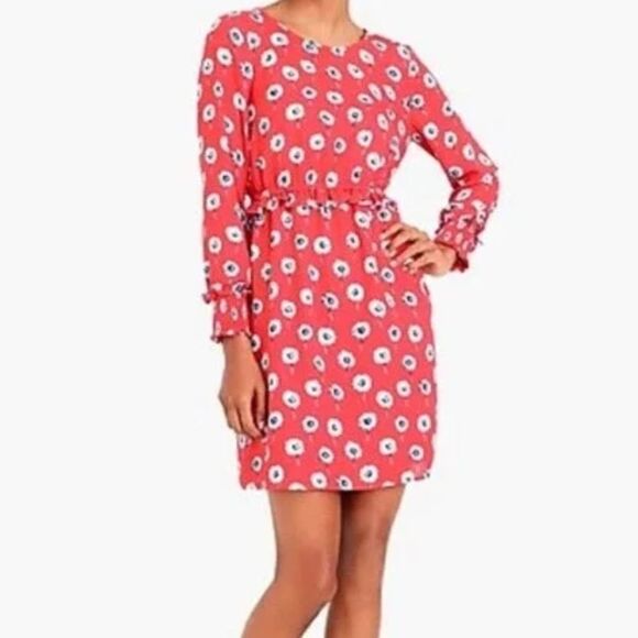 J. Crew Factory Women’s Red Floral Long Sleeve Dress Size 12 / Style K3655 - Picture 1 of 13